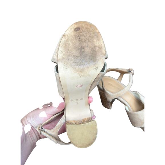 Soludos Tan Wicker Block Heeled Olivia Suede Ankle Strap Sandals - 7 - Picture 7 of 8